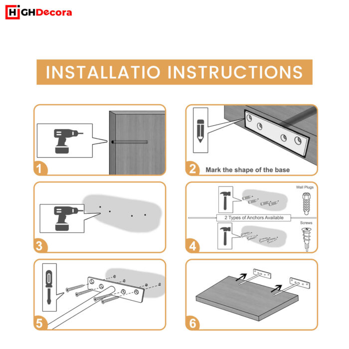 100 mm Hidden T-Shaped Floating Shelf Support Brackets - Instruction