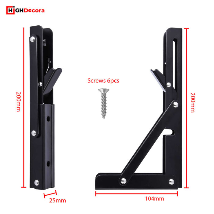 8 Foldable Shelf Bracket Black - 1