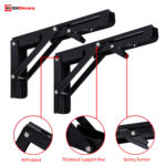 8 Foldable Shelf Bracket Black - Close 1