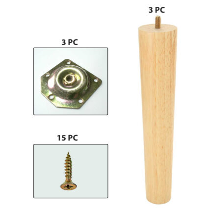 Solid Wood Tapered 300 mm Furniture Legs with Bolt - Items