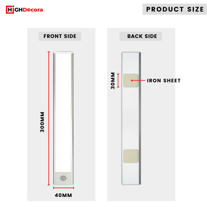 Wireless Stepless 300 mm Motion Sensor LED Light - Measurement