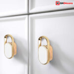 16mm White Modern Minimalist Oval Cabinet Pull Handle - Render