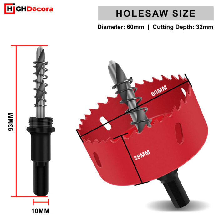 60mm Circular Multi Material Hole Saw Drill Bit - Size