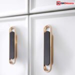 64mm Black Modern Minimalist Oval Cabinet Pull Handle - Render