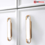 64mm White Modern Minimalist Oval Cabinet Pull Handle - Render