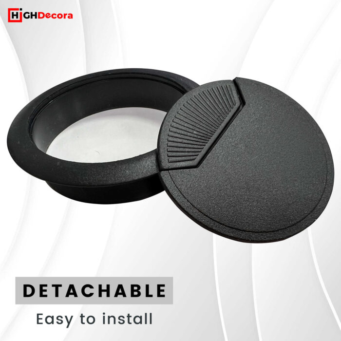 80mm Black Desk Cable Hole Cover Grommet - Install