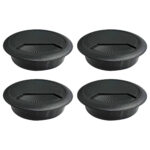 80mm Black Desk Cable Hole Cover Grommet - Main