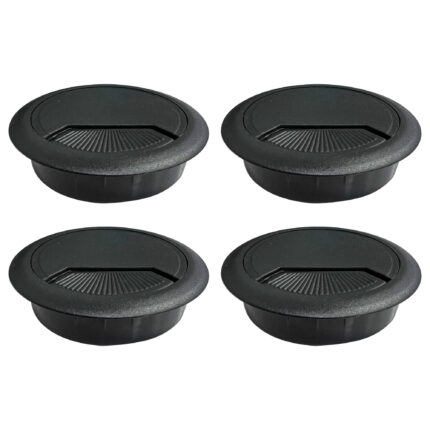 80mm Black Desk Cable Hole Cover Grommet - Main