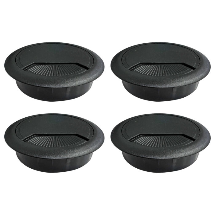 80mm Black Desk Cable Hole Cover Grommet - Main