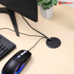 80mm Black Desk Cable Hole Cover Grommet - Render