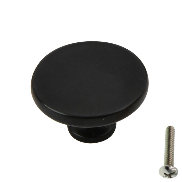 Highdecora Black Classic Flat Round Cabinet Knob - Main