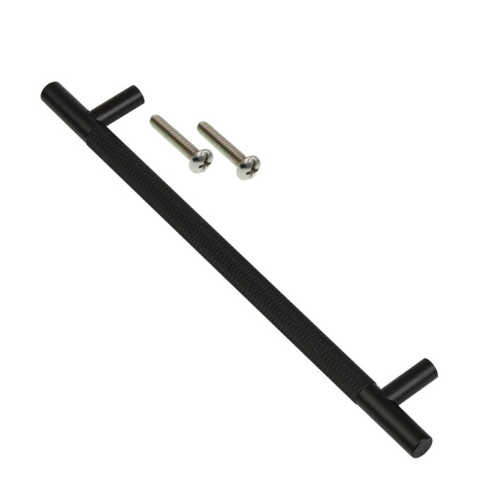 Highdecora Black Knurled T-Bar Wardrobe Pull Handles - Main