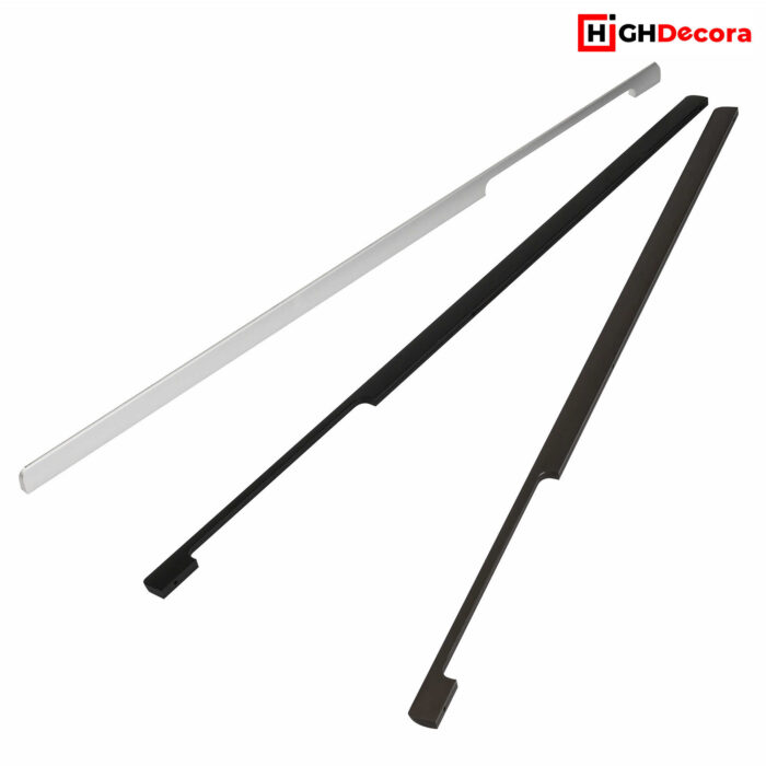 Highdecora Black Modern D Shape Long Tail Wardrobe Pull Handles - All