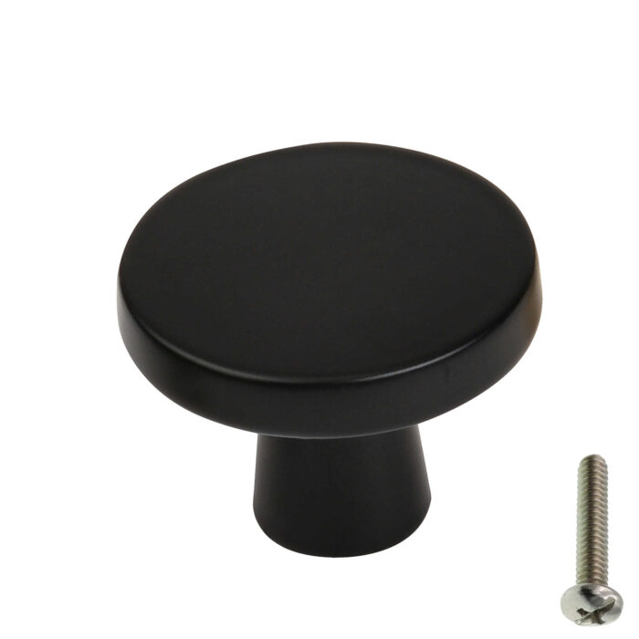 Highdecora Brushed Black Como Style Flat Round Cabinet Knob - Main