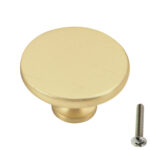 Highdecora Brushed Gold Classic Flat Round Cabinet Knob - Main