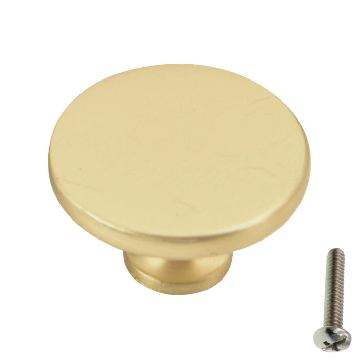 Highdecora Brushed Gold Classic Flat Round Cabinet Knob - Main