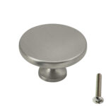 Highdecora Brushed Silver Classic Flat Round Cabinet Knob - Main