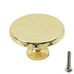 Highdecora Gloss Gold Classic Flat Round Cabinet Knob - Main