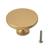 Highdecora Matt Gold Classic Flat Round Cabinet Knob - Main