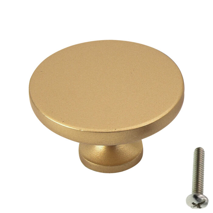 Highdecora Matt Gold Classic Flat Round Cabinet Knob - Main