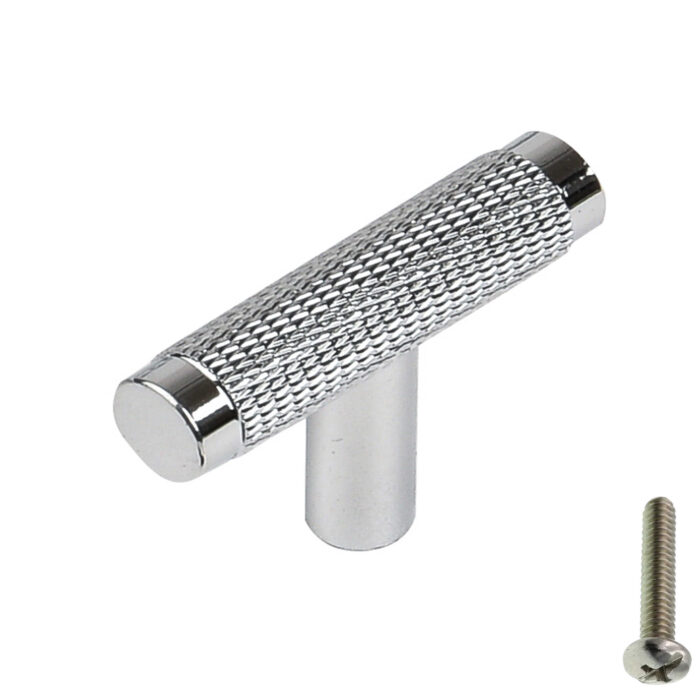 Highdecora Silver Knurled T Shape Cabinet Pull Handles - Main