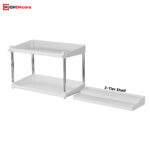 White 2 Tier Kitchen Countertop Storage Organiser Rack - Slide