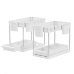 White 2 Tier Sliding Under Sink Storage Organiser Rack - Main