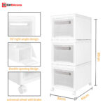 White Wheeled Stackable Storage Boxes With Lids - Size