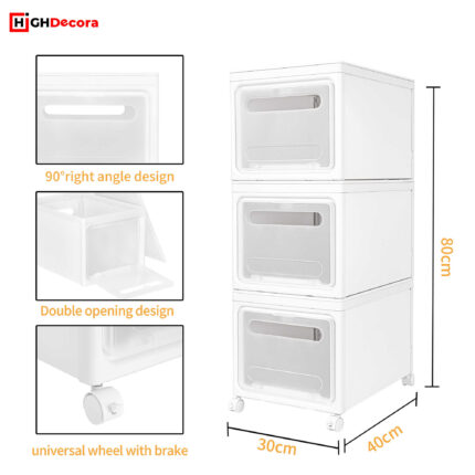 White Wheeled Stackable Storage Boxes With Lids - Size