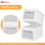 White Wheeled Stackable Storage Boxes With Lids - Stack